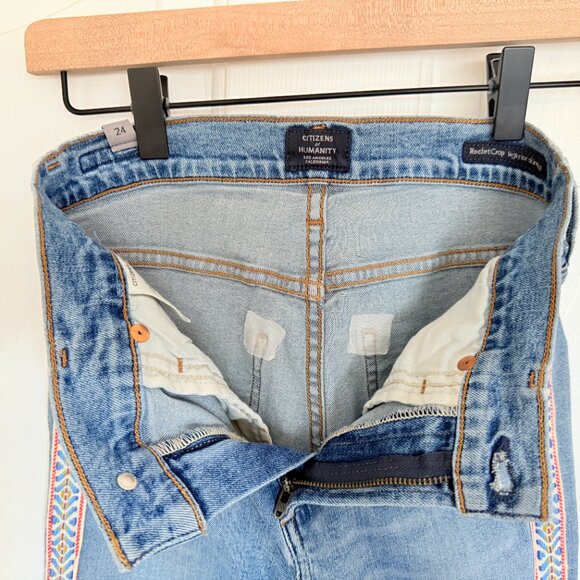 Citizens Of Humanity Rocket Crop High Rise Skinny with Embroidery Stripe Size 24 - Picture 11 of 14